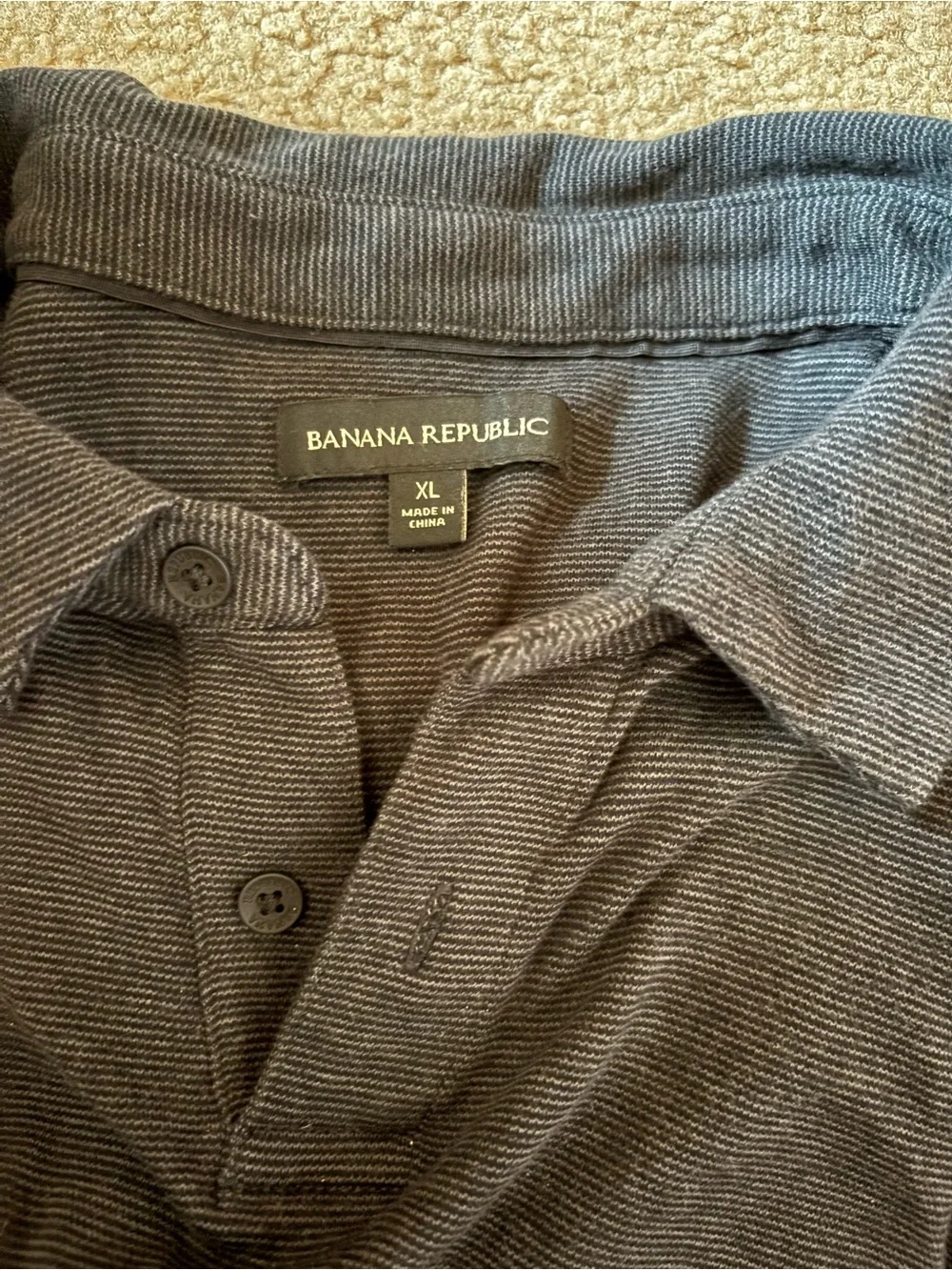 Banana Republic Polo Two Pack — Black Stripe & Heather Blue